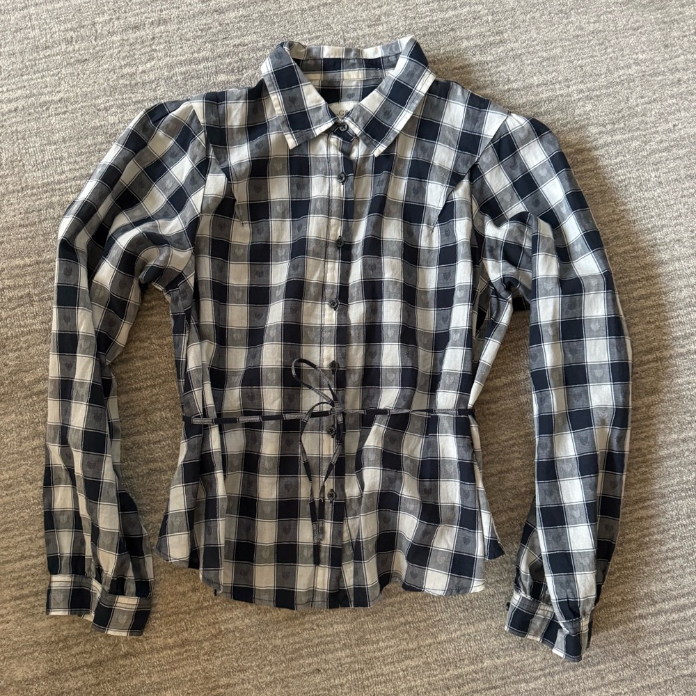 THE GREAT “The Stream” button up Navy/White plaid shirt 💙